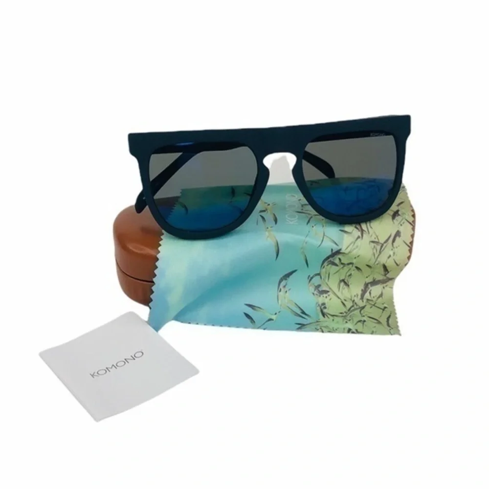 KOMONO Bennet Midnight Blue Rubber Sunglasses NWT